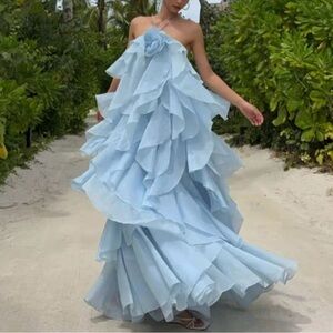 Aje Light Blue Maxi Pandorea Dress